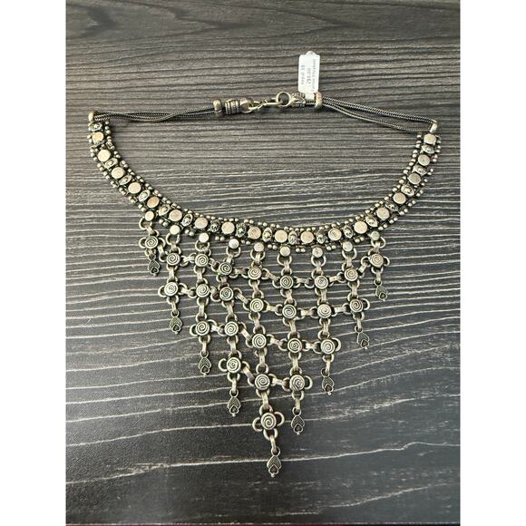 NWT Nepal Tribal Necklace Princess Choker Silver Heavy Statement Jewelry - Picture 1 of 8